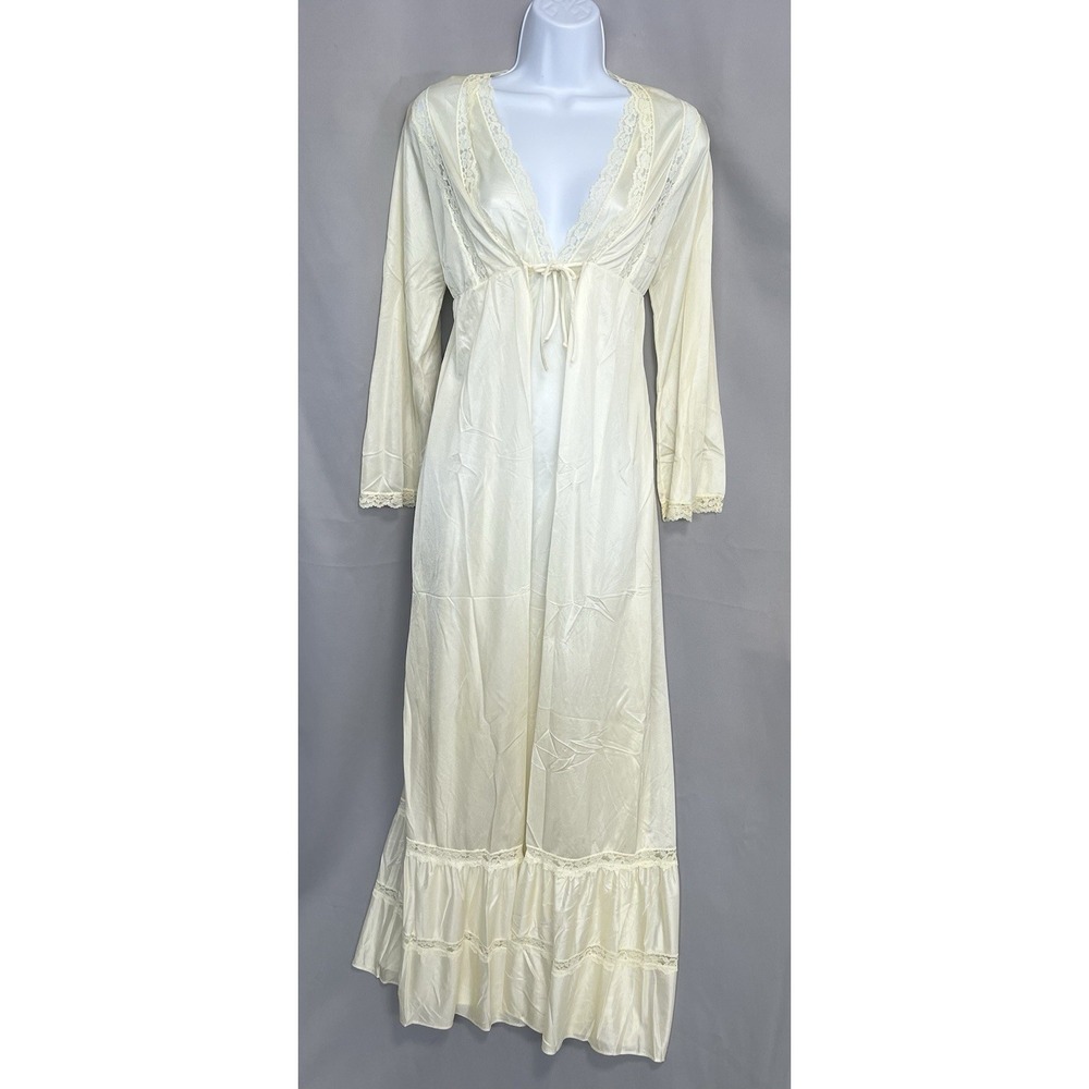 Vintage Nani Flower Set Robe‎ & Nightgown Ivory Si Small Lace Details